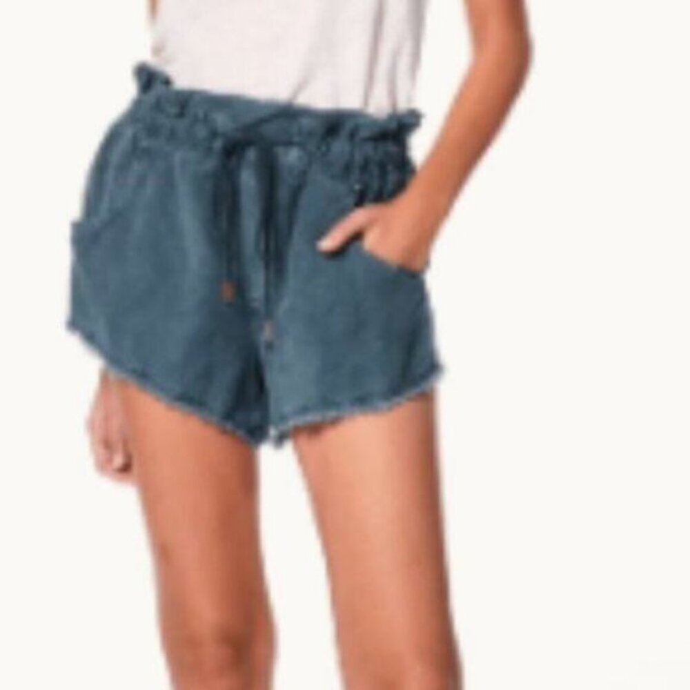 Young Fabulous and Broke Izzy Raw Edge Linen Blend Shorts M - Picture 6 of 7